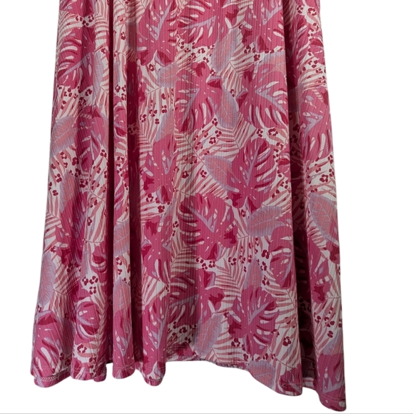 A & G by Dresscode LA Pink Tropical Print Ribbed A-Line Full Maxi Skirt Size S - Picture 4 of 7